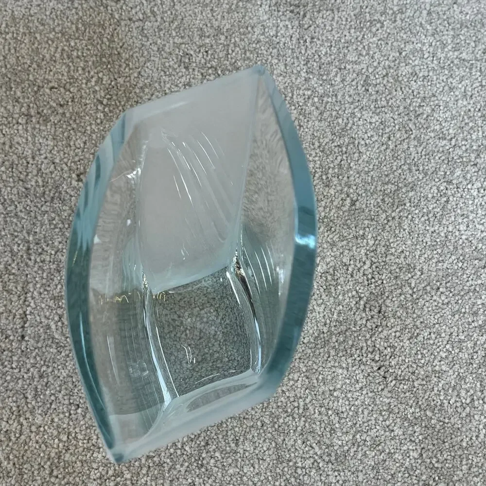 Nuutajarvi Glass 1793 Clear & Frosted Art Glass Pillow Vase Finland MCM Style